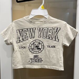 Zara Kids New York Graphic Crop Tee - Cream